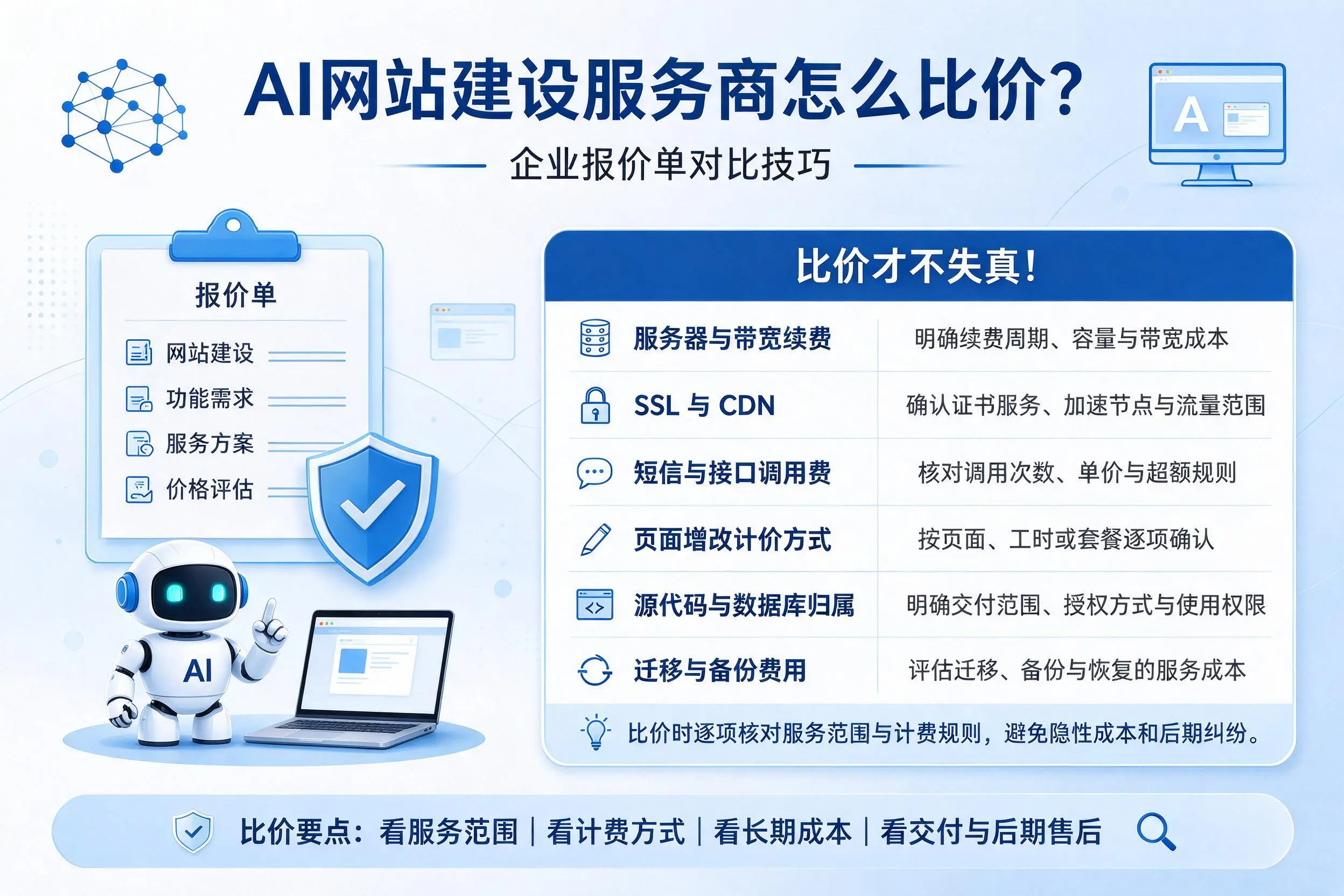 AI网站建设服务商怎么比价？沧州企业报价单对比技巧